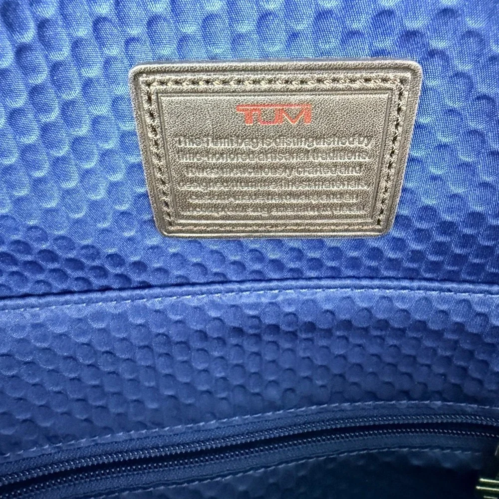 Tumi Ballistic Nylon Leather Trim Messenger Bag Briefcase Navy Blue